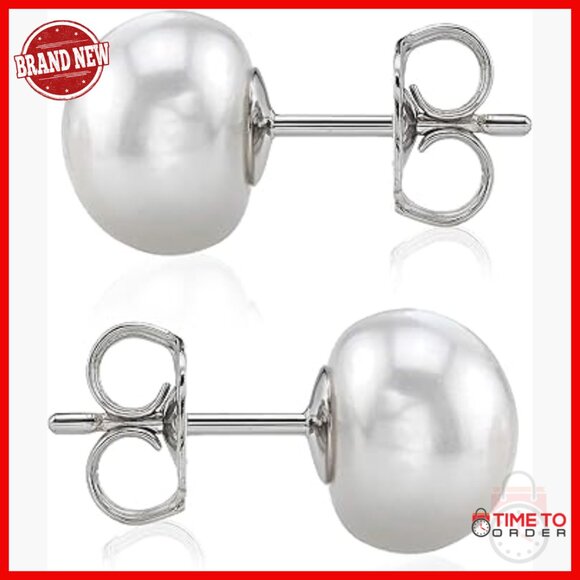 14K Gold Plated Sterling Silver Freshwater Pearl Earrings Hypoallergenic